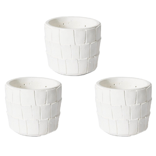 3PK E Style Peyton 11cm Cement Plant Pot Decor - White