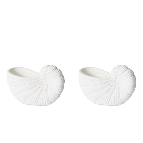 2PK E Style 21cm Cement Snail Shell Pot Decor - White