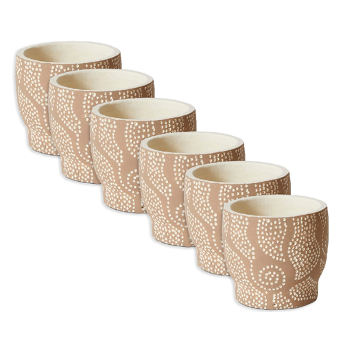 6PK E Style Khloe 11cm Cement Plant Pot Decor - Brown