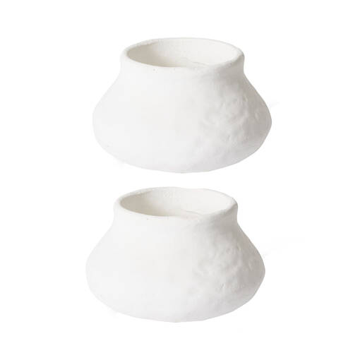 2PK E Style Ceramic Reagan Squat Pot Garden Decor 21x12cm - White