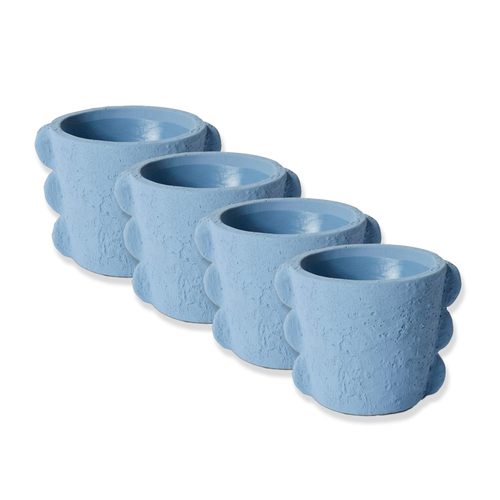 4PK E Style Sutton 13cm Cement Plant Pot Decor - Blue