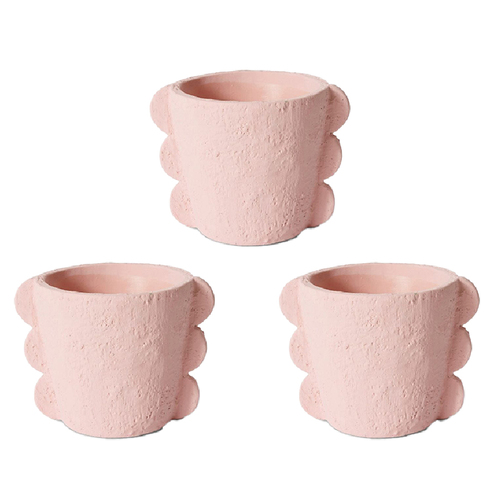 3PK E Style Sutton 18cm Cement Plant Pot Decor - Pink