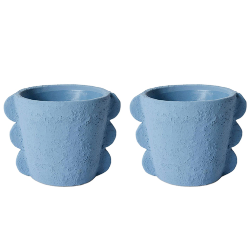 2PK E Style Sutton 22cm Cement Plant Pot Decor - Blue