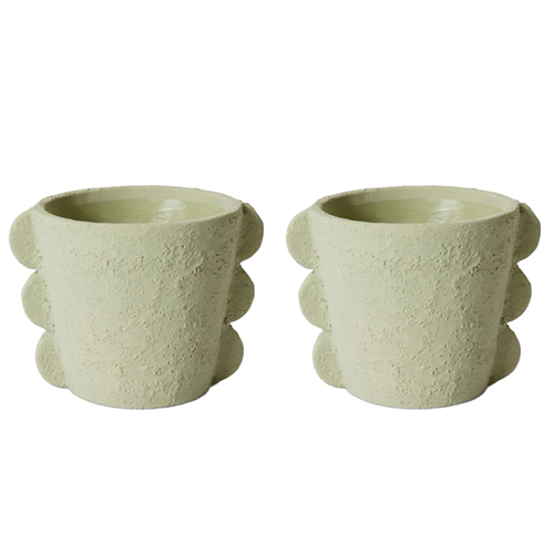 2PK E Style Sutton 22cm Cement Plant Pot Decor - Green