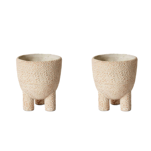 2PK E Style Cooper 16cm Cement Plant Pot Decor - Cream