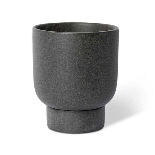E Style Daylen 24cm Ceramic Plant Pot w/ Saucer Decor - Black