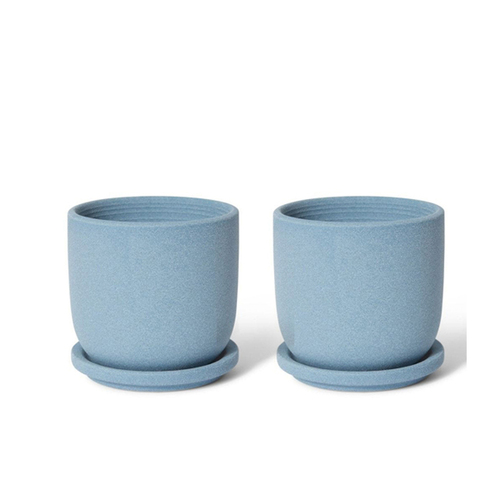 2PK E Style Allegra 12cm Ceramic Plant Pot w/ Saucer Decor - Blue
