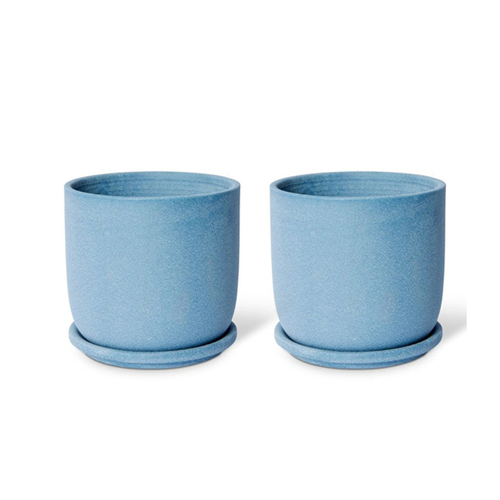2PK E Style Allegra 15cm Ceramic Plant Pot w/ Saucer Decor - Blue