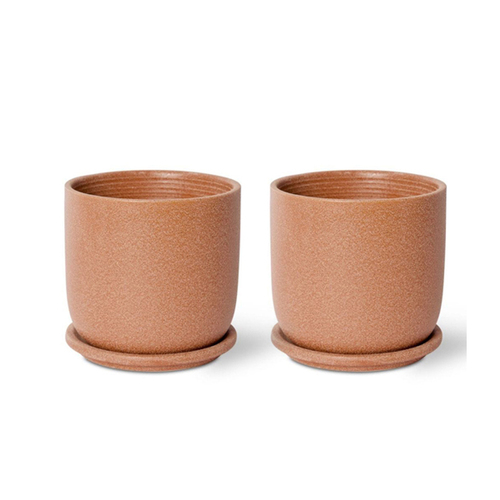 2PK E Style Allegra 15cm Ceramic Plant Pot w/ Saucer Decor - Terracotta
