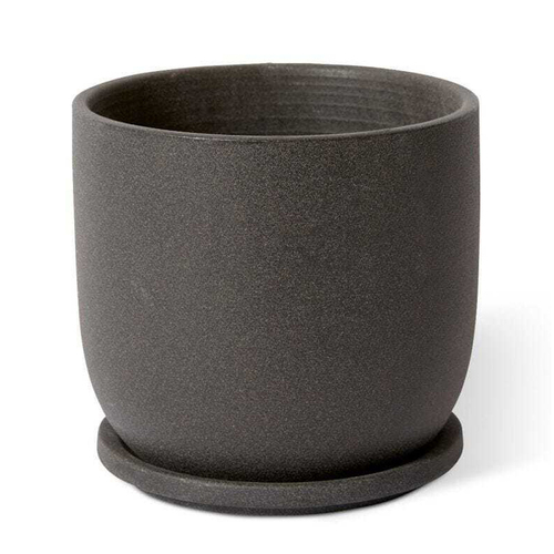 E Style Allegra 19cm Ceramic Plant Pot w/ Saucer Decor - Black