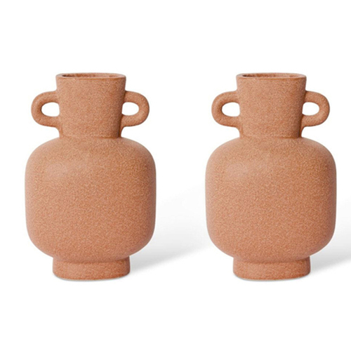 2PK E Style Mies 23cm Ceramic Flower Vase Decor - Terracotta
