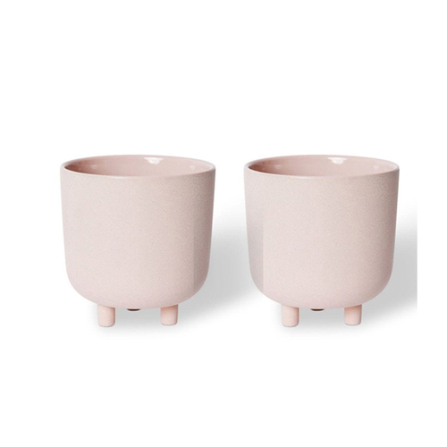 2PK E Style Piper 19cm Ceramic Plant Pot Decor Round - Pink