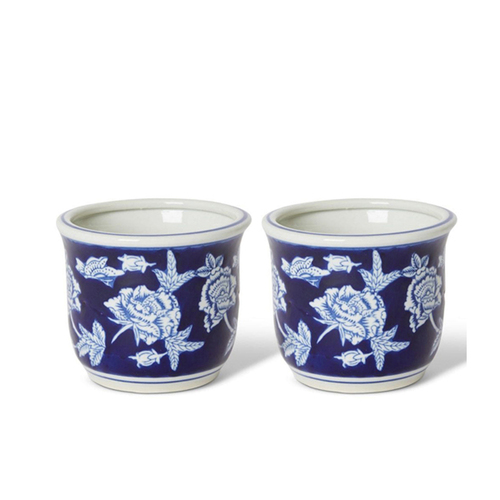 2PK E Style Eunice 16cm Porcelain Pot Decor - Blue/White