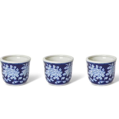 3PK E Style Winifred 10cm Porcelain Plant Pot Decor - Blue/White
