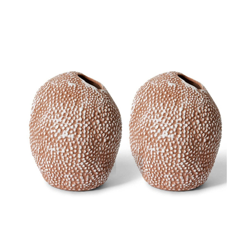 2PK E Style Julane 20cm Ceramic Flower Vase Decor - Brown