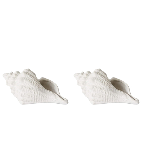 2PK E Style Conch 25cm Ceramic Shell Decorative Ornament - White