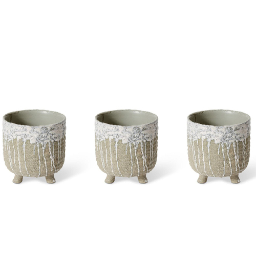 3PK E Style Everet 13cm Ceramic Plant Pot Decor - White/Grey