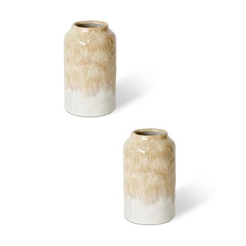 2PK E Style Ceramic Jayden Vase Home Table Decor 13x20cm - Brown/Cream