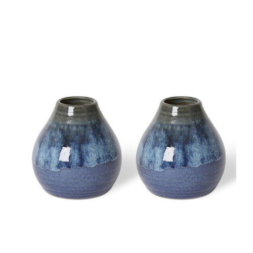 2PK E Style Arabella 16cm Ceramic Flower Vase Decor - Blue