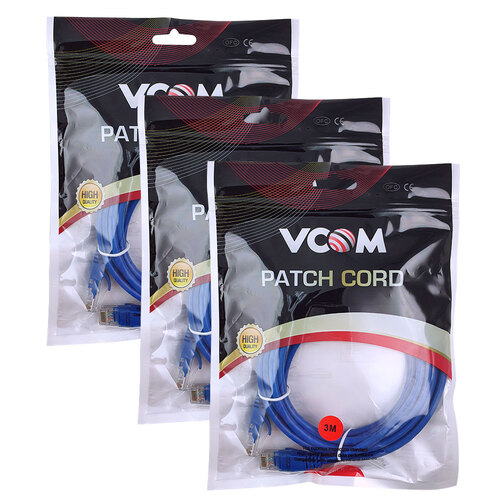 3PK V-Com Utp Cat5E Ethernet Cable - Blue 3M