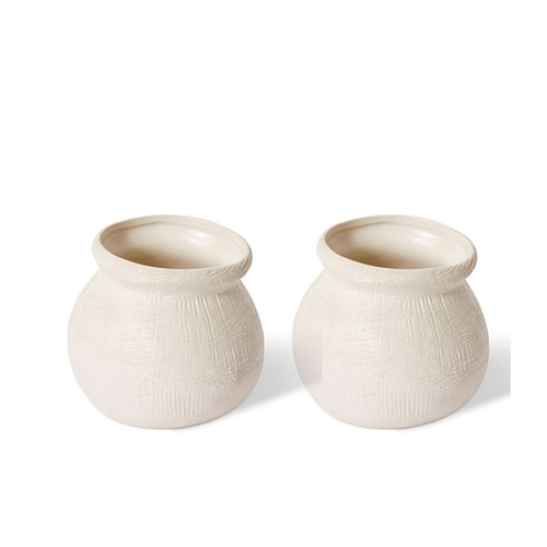 2PK E Style 15cm Ceramic Wanda Flower Vase Decor - Hessian White