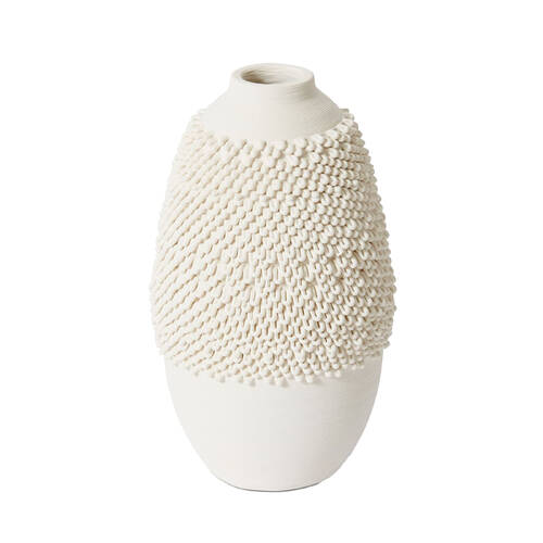 E Style Hakaku Vessel Porcelain Flower Vase Home Decor 26cm - White