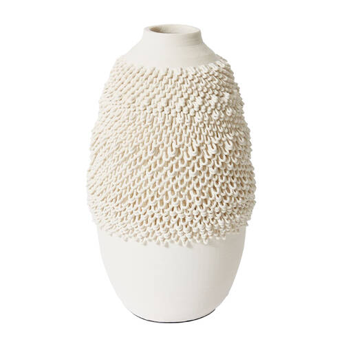 E Style Hakaku Vessel Porcelain Flower Vase Home Decor 36cm - White