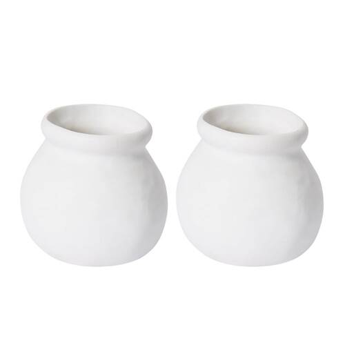 2PK E Style Ceramic Nakano Round Vase Home Decor 10x10cm White