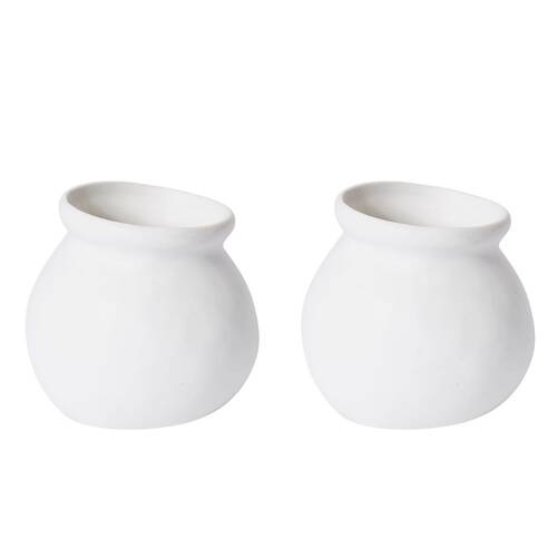 2PK E Style Ceramic Nakano Round Vase Home Decor 18x18cm White