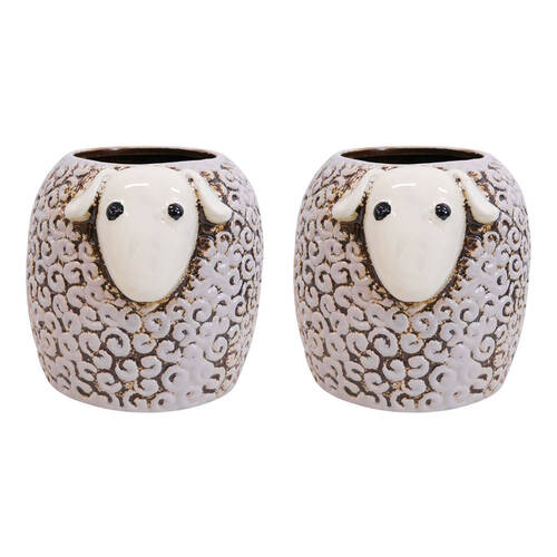 2PK LVD Sheep Ceramic Planter/Flower Vase Home Decor 15cm