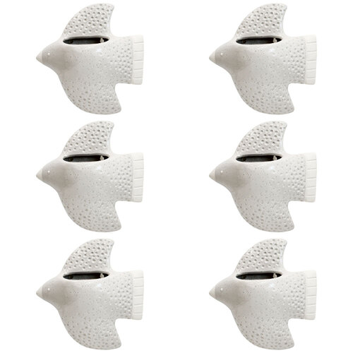 6PK LVD Ceramic Planter Bird Wall Lrg Home/Garden Decor 21cm - White