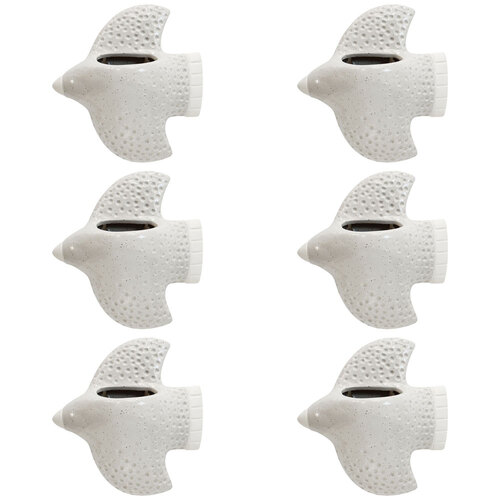 6PK LVD Ceramic Planter Bird Wall Med Home/Garden Decor 18.5cm - White