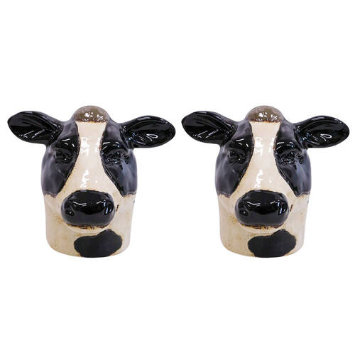 2PK LVD Clarabelle Ceramic Cow Flower Vase Decor 18x13cm