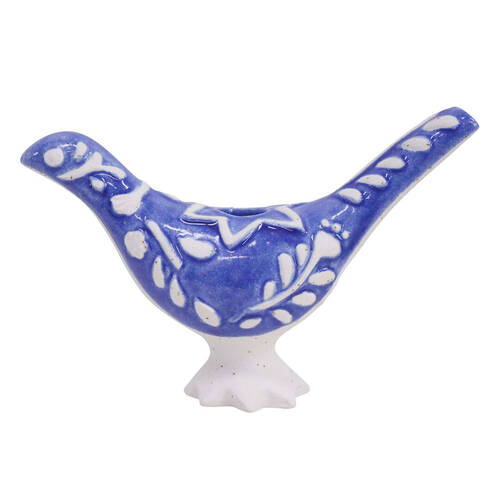 LVD Portugese Ceramic Bird Taper Candle Holder Medium 19x16cm - Blue