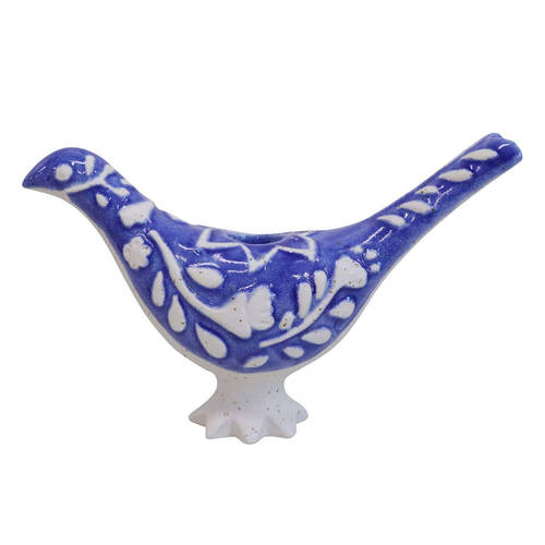 LVD Portugese Bird Ceramic Taper/Stick Candle Holder 18x11cm - Blue
