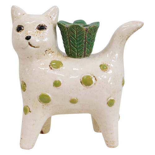 LVD Cat Ceramic Taper/Stick Candle Holder Decor 14x13cm