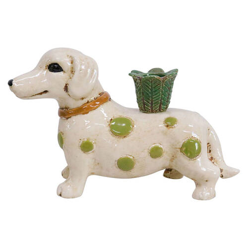 LVD Dachshund Ceramic Taper/Stick Candle Holder 20x17cm