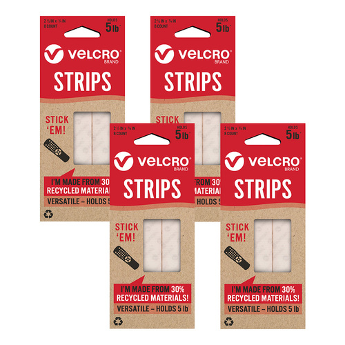 32pc Velcro Eco Collection Stick On Hook & Loop Strips 6.35cm x 19mm