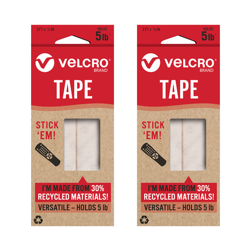 2PK Velcro Eco Collection Stick On Hook & Loop Tape 91.4cm x 22mm