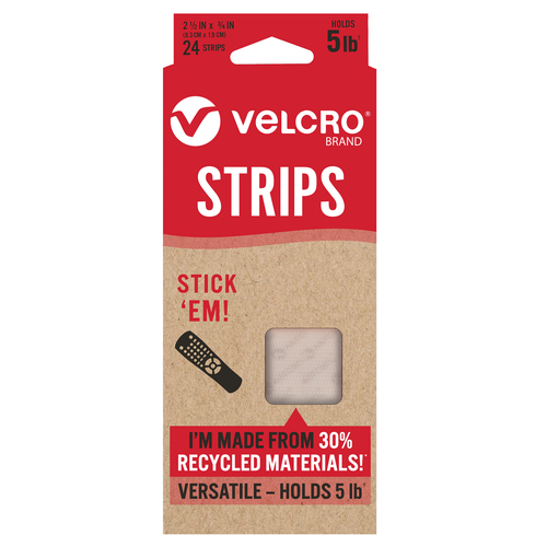 24pc Velcro Eco Collection Stick'em Strips 6.3cm x 1.9cm