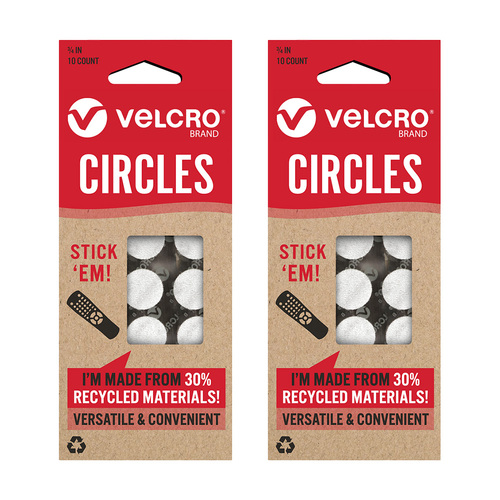 20pc Velcro Eco Collection General Purpose Stick'em Circles 19mm