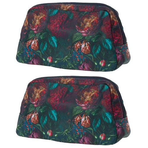 2PK Bramble Bay Vintage Floriade Bouquet Wash Cosmetic Bag Travel