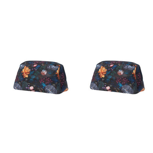 2PK Bramble Bay Vintage Floriade Velvet Bloom Wash Cosmetic Bag Travel