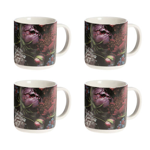4PK Bramble Bay Vintage Floriade Bouquet Floral Print Mug 300ml