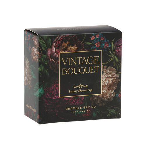 Bramble Bay Vintage Floriade Bouquet Waterproof Shower Cap Reusable