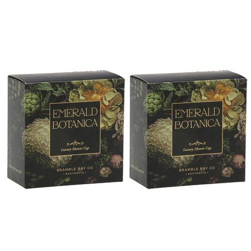 2PK Bramble Bay Vintage Floriade Emerald Botanica Shower Cap Reusable