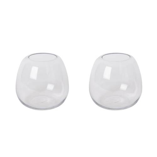 2PK E Style Glass Alma Vase Tabletop Home Decor 17x17cm Clear