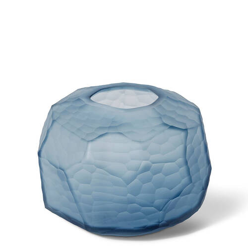 E Style Glass Rufus Round Vase Home Decor 21x21cm Ink Blue