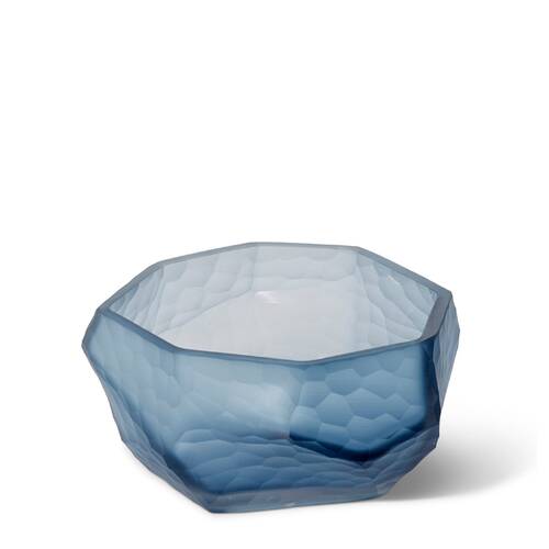 E Style Glass Rufus Decorative Bowl Home Decor 22x22cm Ink Blue