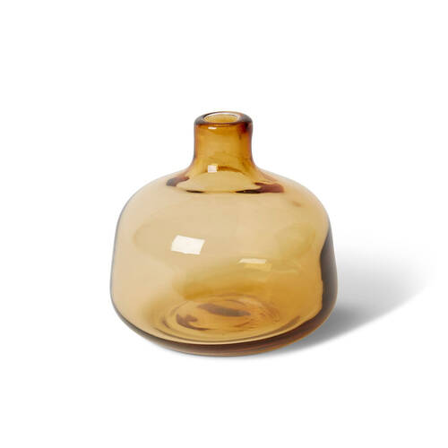 E Style Dalili Glass Decorative Bottle Short Home Decor 11cm - Amber